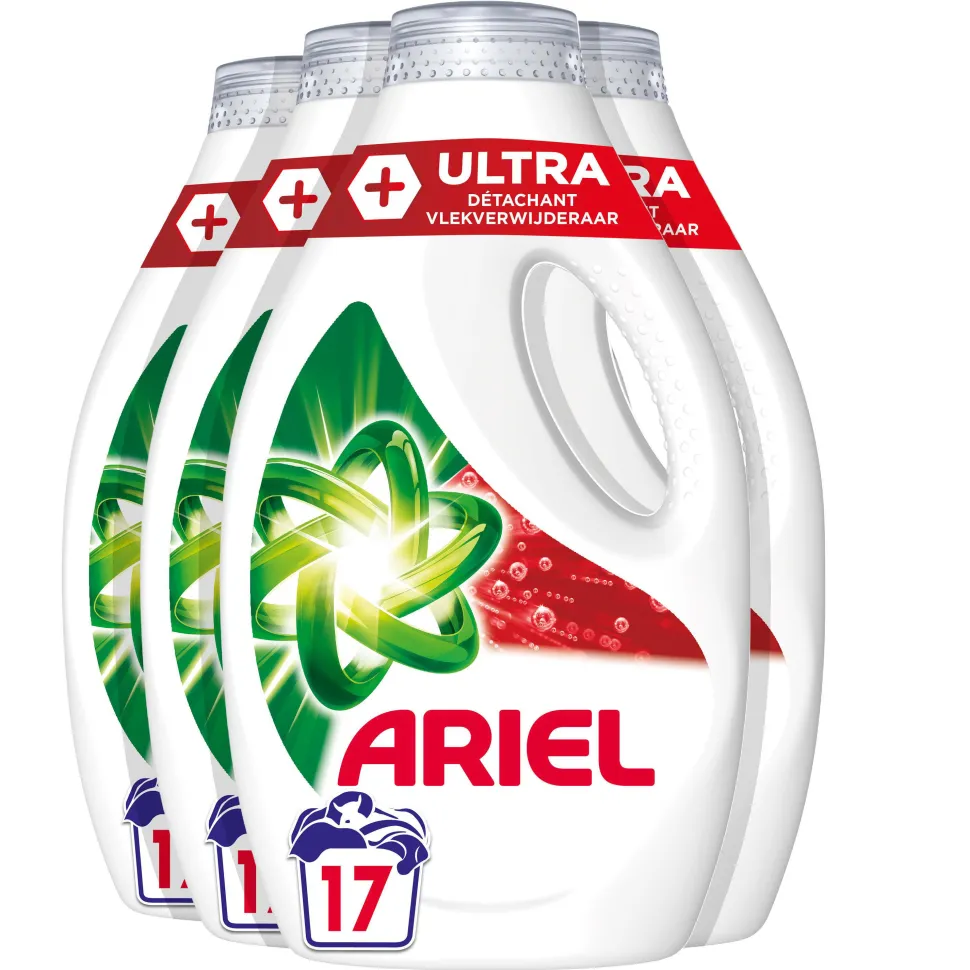 Ariel Vloeibaar Wasmiddel + Ultra Vlekverwijderaar - 4 X 17 Wasbeurten - 68 Wasbeurten