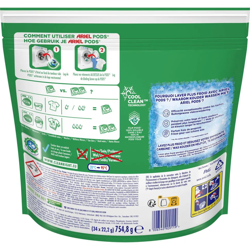 Ariel Wasmiddel Pods + Touch Van Lenor Unstoppables - Kleur - 3 X 34 Wasbeurten - 102 Wasbeurten