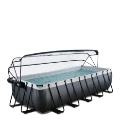 Exit Black Leather Zwembad 540X250X122Cm Met Overkapping En Zandfilterpomp