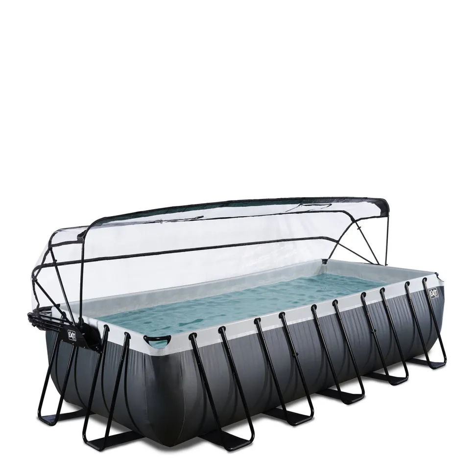 Exit Black Leather Zwembad 540X250X122Cm Met Overkapping En Zandfilterpomp