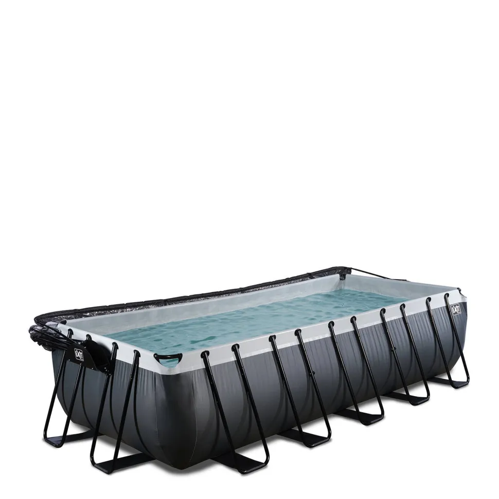 Exit Black Leather Zwembad 540X250X122Cm Met Overkapping En Zandfilterpomp