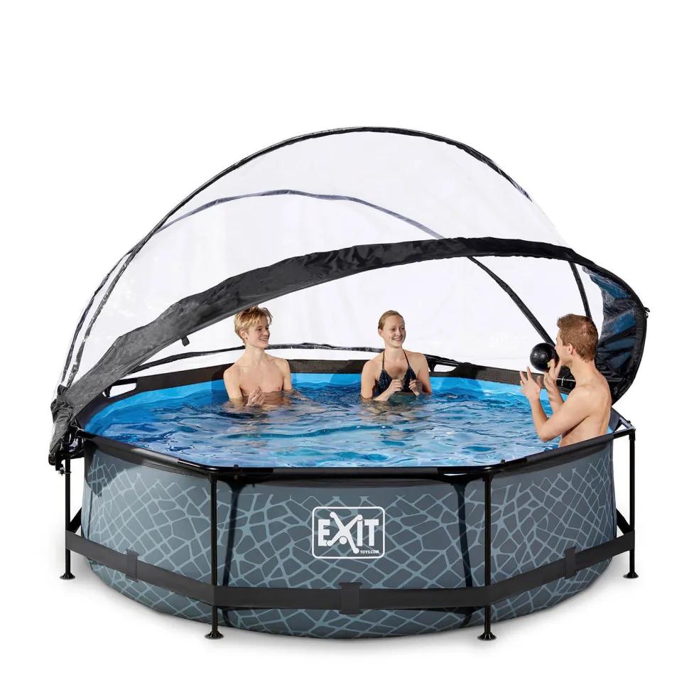 Exit Frame Pool O300X76Cm Grijs Met Overkapping