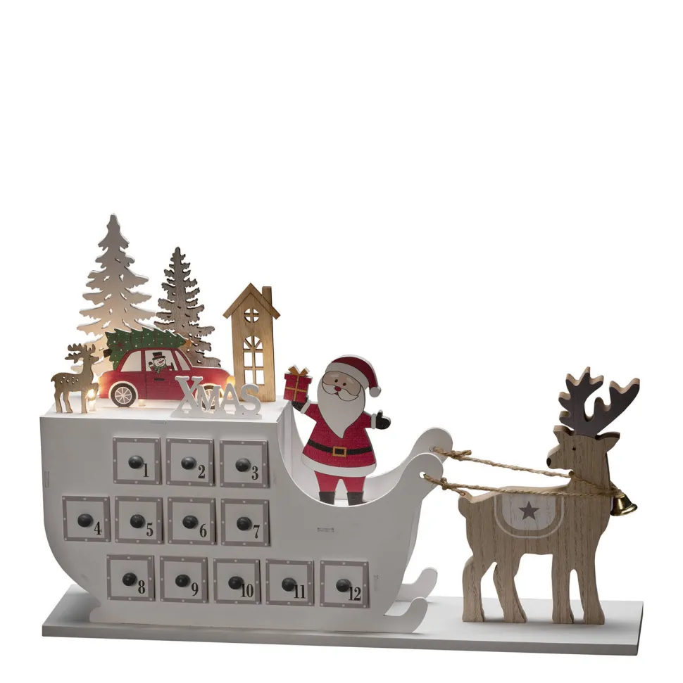 Konstsmide Adventskalender Met Arreslee (Op Batterij Met Timer) (45X31,6 Cm) (3 Led)