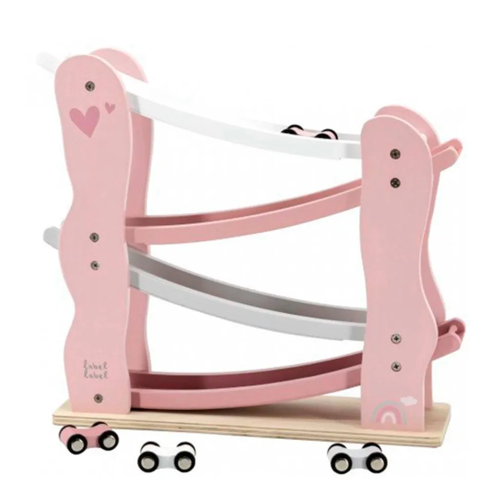 Label Label Wood Houten Auto Glijbaan Roze