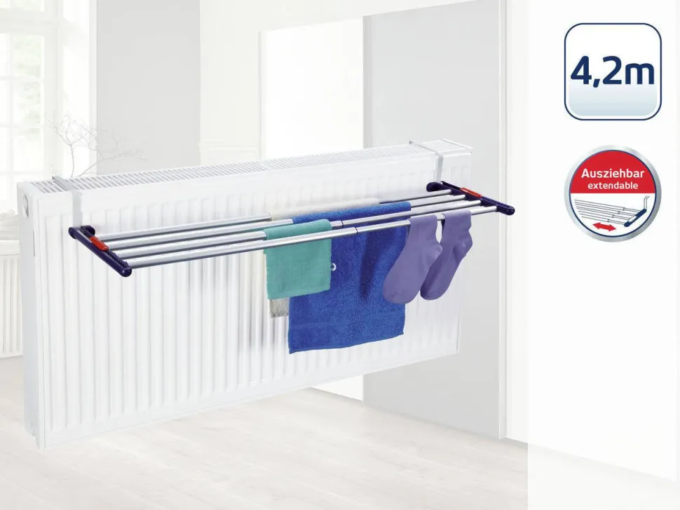 Leifheit Hangend Droogrek Quartett 42 Uitschuifbaar Aluminium - 4,2 M Drooglengte