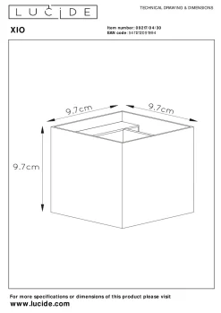 Lucide Wandlamp Xio