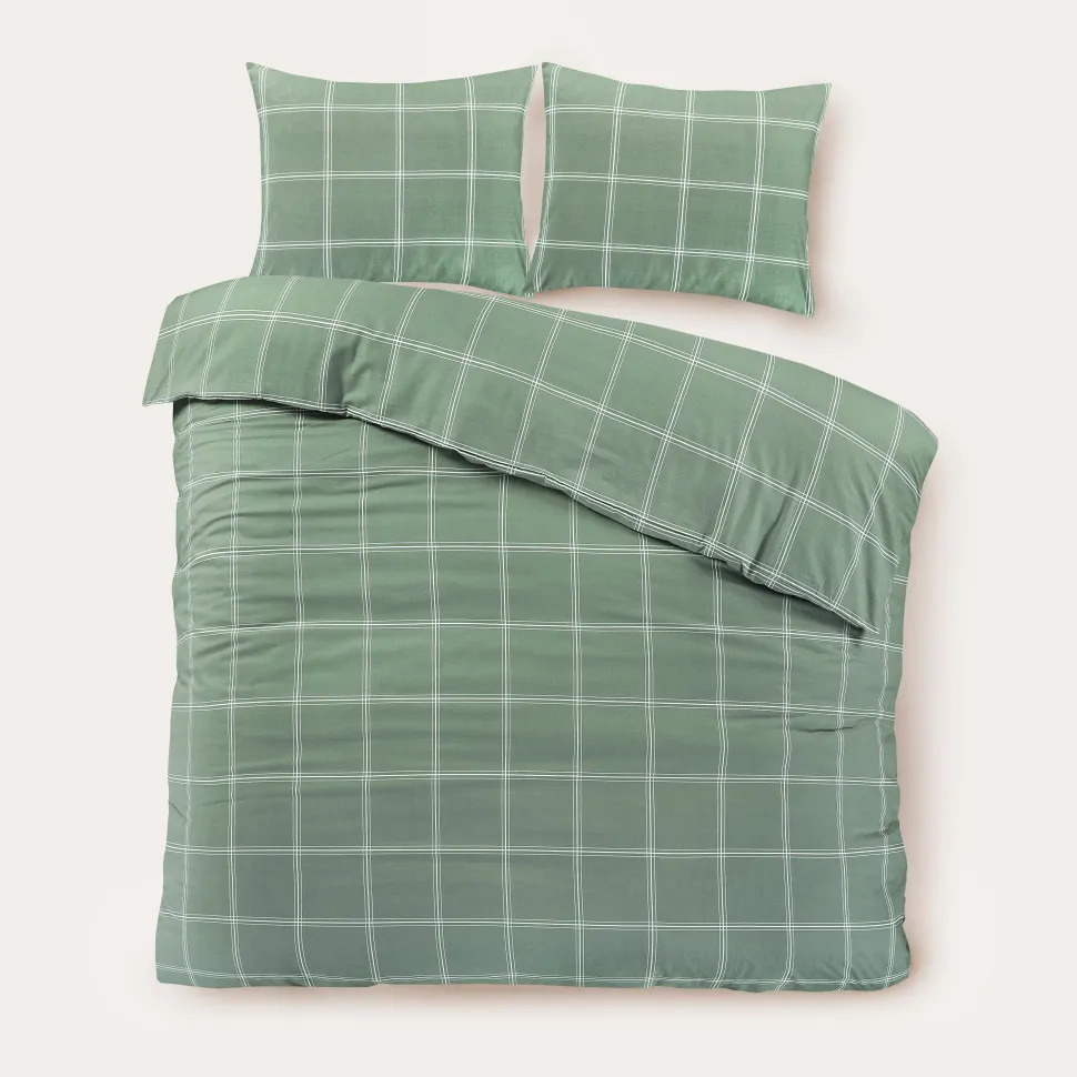 Nous Living Katoenen Dekbedovertrek 2 Persoons Line Check (200X220 Cm)