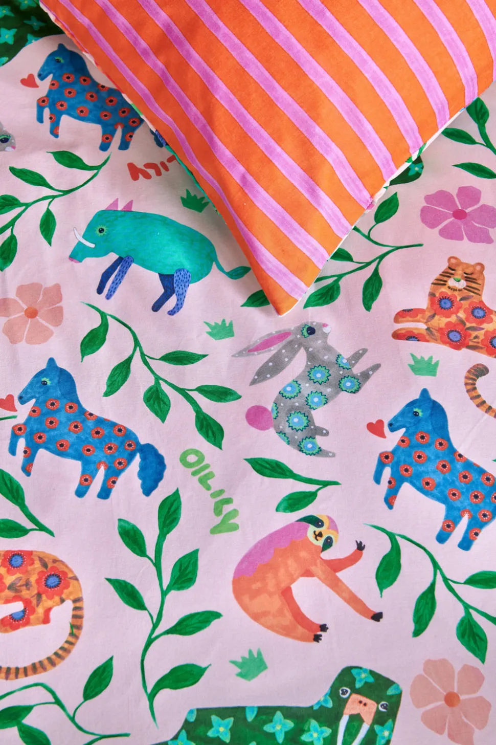 Oilily Katoenen Dekbedovertrek 1 Persoons Happy Zoo (140X200 Cm)