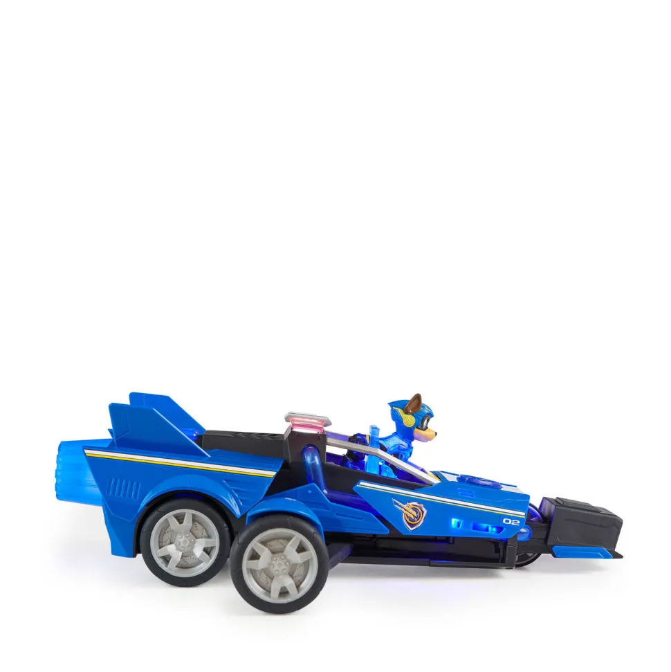 Paw Patrol The Mighty Movie Chase'S Transformerende Raceauto Met Licht En Geluid Met Chase